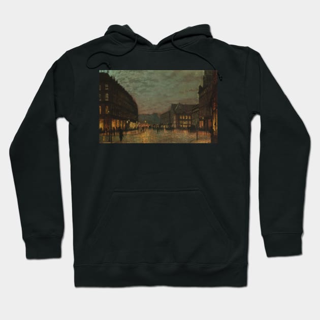 Boar Lane Leeds By Lamplight by John Atkinson Grimshaw Hoodie by Classic Art Stall